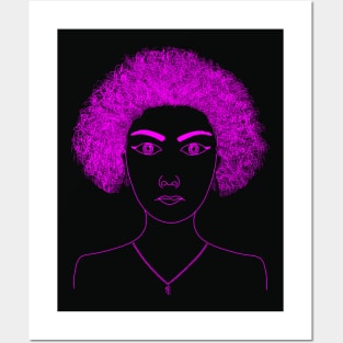 Black Girl Magic (Silhouette of a curly girl in pink) Posters and Art